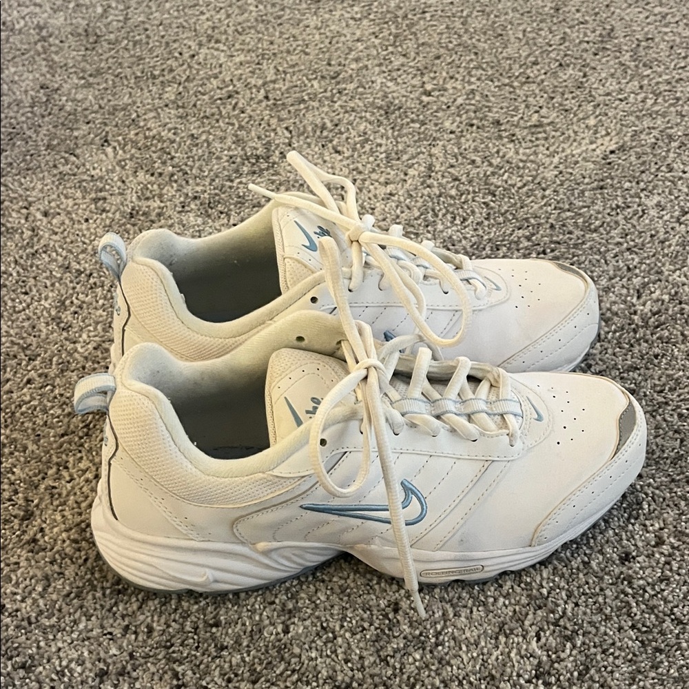 Nike White and Light Blue Athletic Shoes